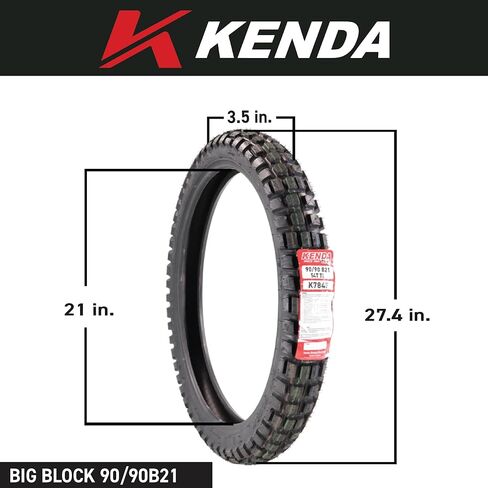 Kenda Big Block (K784) 130/80B17 الإطارات الخلفية للدراجات النارية ، ودراجات الأوساخ ، ودراجات المدينة - أداء على الطرق الوعرة وأداء الشارع مع Keychain 130x80x17 in Saudi Arabia