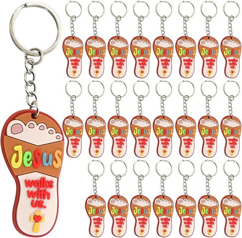 24 Pcs Back to School Christian Gifts for Kids Jesus Lights The Way Keychains Christian Religious Cross Key Chains for Sunday School Art Party Decoration Vbs Church Activities Birthday Gift in Saudi Arabia