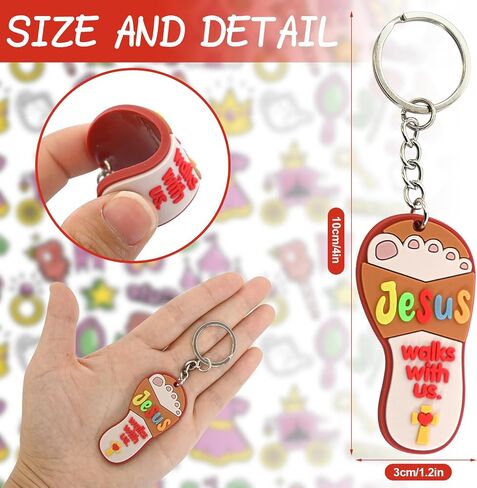 24 Pcs Back to School Christian Gifts for Kids Jesus Lights The Way Keychains Christian Religious Cross Key Chains for Sunday School Art Party Decoration Vbs Church Activities Birthday Gift in Saudi Arabia