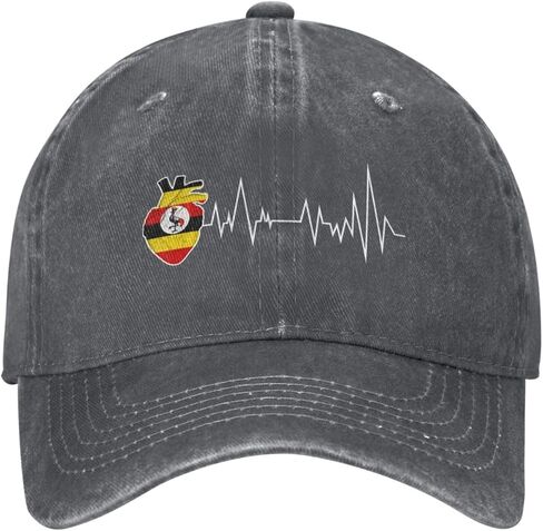 Heartbeat of The Uganda Flag for Ugandan Pride Stylish Carbon-Colored Water-Resistant Denim Cowboy Hat Outdoor Adventures All Seasons1 in Kuwait
