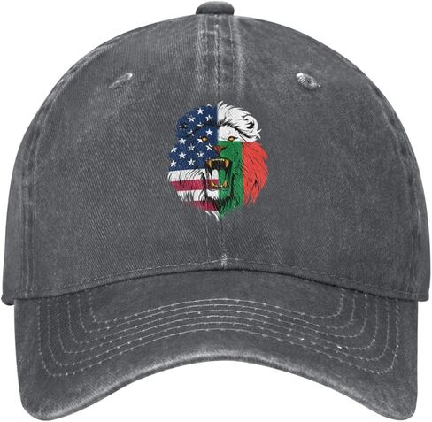 Malagasy USA Flag Madagascar Lion Face Stylish Carbon-Colored Water-Resistant Denim Cowboy Hat Outdoor Adventures All Seasons9 in Saudi Arabia