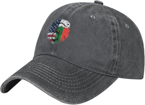 Malagasy USA Flag Madagascar Lion Face Stylish Carbon-Colored Water-Resistant Denim Cowboy Hat Outdoor Adventures All Seasons9 in Saudi Arabia
