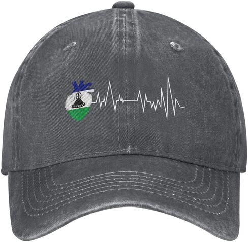 Heartbeat of The Lesotho Flag for Basothos Pride Stylish Carbon-Colored Water-Resistant Denim Cowboy Hat Outdoor Adventures All Seasons6 in Kuwait