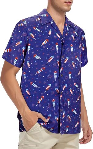 Mens Hawaiian Shirt Casual Short Sleeve Vintage Outfits Button Down Shirts Nightclub Party Tops in Saudi Arabia