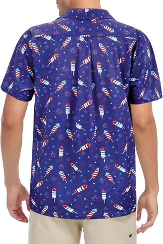 Mens Hawaiian Shirt Casual Short Sleeve Vintage Outfits Button Down Shirts Nightclub Party Tops in Saudi Arabia