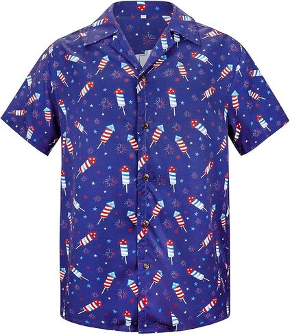 Mens Hawaiian Shirt Casual Short Sleeve Vintage Outfits Button Down Shirts Nightclub Party Tops in Saudi Arabia