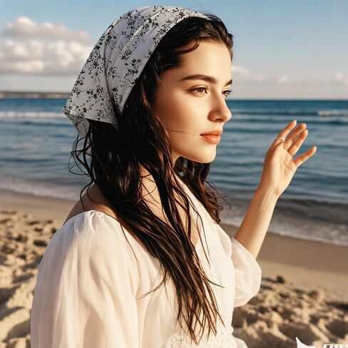 Cotton Bandanas for Women and Girls, Floral Head Scarf 21" x 21" Women's Headbands for Beach Camping Daily Party Work in Kuwait