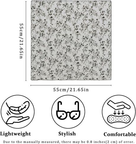 Cotton Bandanas for Women and Girls, Floral Head Scarf 21" x 21" Women's Headbands for Beach Camping Daily Party Work in Kuwait