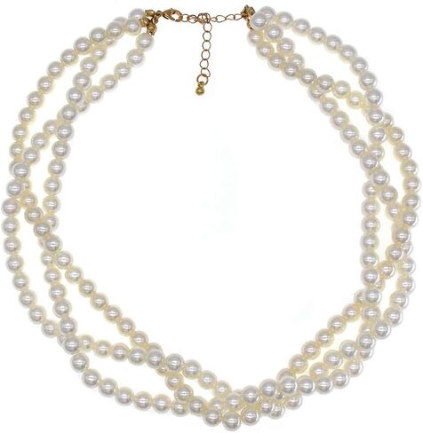 utop Large Multi Strand Chunky Pearls Necklace and Earring Set - Costume Jewelry for Women in Kuwait
