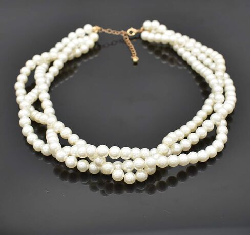 utop Large Multi Strand Chunky Pearls Necklace and Earring Set - Costume Jewelry for Women in Kuwait