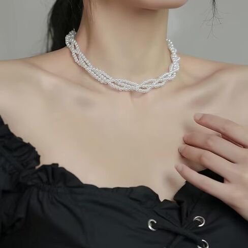 utop Large Multi Strand Chunky Pearls Necklace and Earring Set - Costume Jewelry for Women in Kuwait