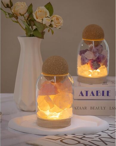 Decor stone & Glass Bott Decor-ناشر رائحة طبيعية مع حجر مسامي ، زخرفة مستوحاة من Zen لغرفة النوم أو المكتب ، 3 أنماط (وردي ، زيت أساسي 10 مل اللافندر) in Saudi Arabia