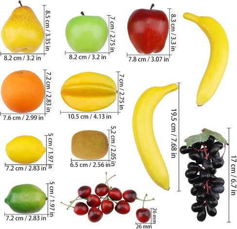 21 Pcs Simulation Fruits Mixed Set Lifelike Artificial Grape Fake Apple Lemon Banana for Home Decor Photography Sketch Props in Saudi Arabia