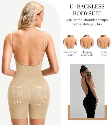 Backless Shapewear Bodysuits For Women Tummy Control Seamless Faja Body Shaper Slimming Full Body Suits in Saudi Arabia