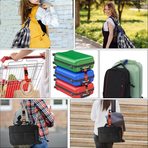 Add a Bag Luggage Straps, 4pcs Jacket Gripper Adjustable Luggage Hooks Holder Suitcase Belt Straps Carrying Clips with Luggage Connector and Hook Travel Accessories for Carry Your Extra Bags in Kuwait