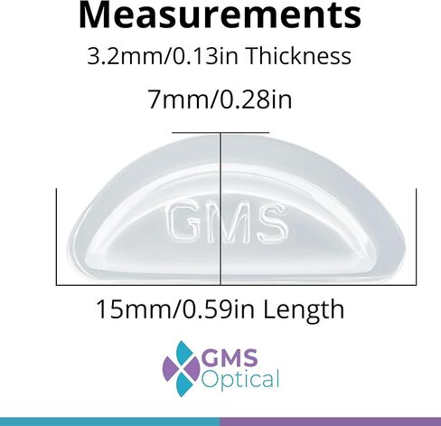 GMS Optical Adhesive Anti-Slip Halfmoon Air Bag Cushion Silicone Nose Pad Reduce Pressure and Prevent Slipping for Glasses, Eyeglasses, Sunglasses(15mm x 8mm x 3.2mm) (5 Pair) (Black) in Kuwait
