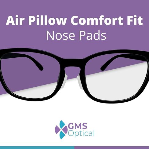 GMS Optical Adhesive Anti-Slip Halfmoon Air Bag Cushion Silicone Nose Pad Reduce Pressure and Prevent Slipping for Glasses, Eyeglasses, Sunglasses(15mm x 8mm x 3.2mm) (5 Pair) (Black) in Kuwait
