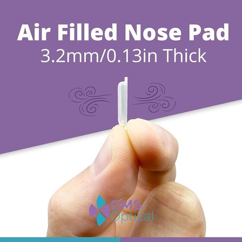 GMS Optical Adhesive Anti-Slip Halfmoon Air Bag Cushion Silicone Nose Pad Reduce Pressure and Prevent Slipping for Glasses, Eyeglasses, Sunglasses(15mm x 8mm x 3.2mm) (5 Pair) (Black) in Kuwait