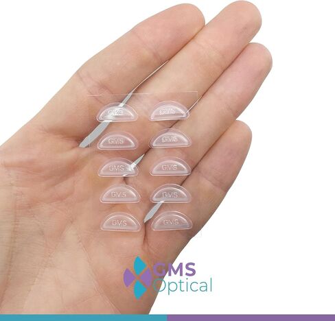 GMS Optical Adhesive Anti-Slip Halfmoon Air Bag Cushion Silicone Nose Pad Reduce Pressure and Prevent Slipping for Glasses, Eyeglasses, Sunglasses(15mm x 8mm x 3.2mm) (5 Pair) (Black) in Kuwait