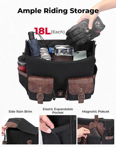 أكياس سرج دراجة نارية Kemimoto 36L خمر زيت القماش القابل للانفصال على أكياس السرج مع غلاف المطر الأكياس حقائب أمتعة مع Softail Sportster Cruiser Dyna Shadow Vulcan Rebel in Saudi Arabia
