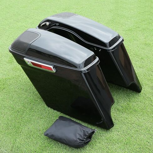 TCT-MOTORPARTS 5'' Stretched Saddlebag w/6x9 Speaker Lid Cutouts Fit For Harley 2014-2023 Touring Models FLT, FLHT, FLHTCU, FLHRC, Road King, Road Glide, Street Glide, Electra Glide Vivid Black in Saudi Arabia
