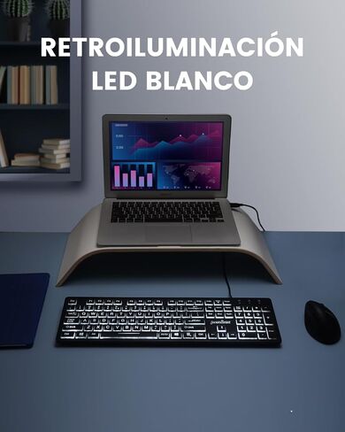 Perixx PERIBOARD-317ES ES un teclado con Cable y retroiluminado LED, Letras impresas en Grande con iluminación Blanca, Teclado Full Size, QWERTY Español in Saudi Arabia