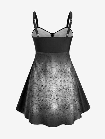 Rosegal Gothic Floral Tribal Print Empire Waist Tankini Swimsuit in Saudi Arabia