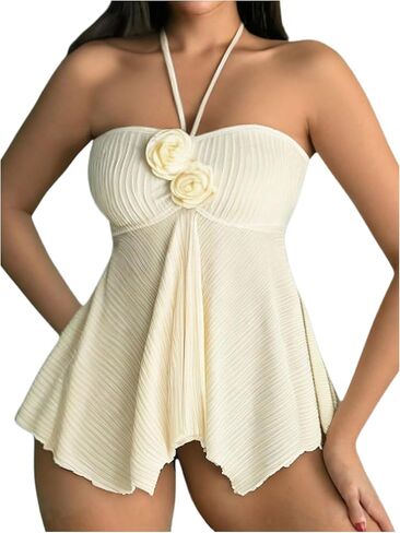 مكيميتشيك للسيدات ثلاثية الأبعاد للزهور تانكينيت ملابس السباحة وضعت ثياب كشكش مستنقعات 2 قطعة بدلات الاستحمام in Kuwait