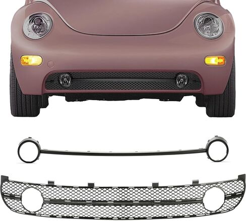 Hecasa Lower Pumper Grille W/Fog Light Night Attevel مع 2001-2005 Volkswagen استبدال Beetle الجديد لـ VW1036104 ، VW1094111 ، VW1044102 Front Black in Saudi Arabia