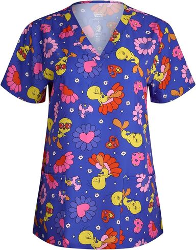 Womens Scrubs - Looney Tunes Tweety, Tom & Jerry Medical Top (S-XXL) in Saudi Arabia
