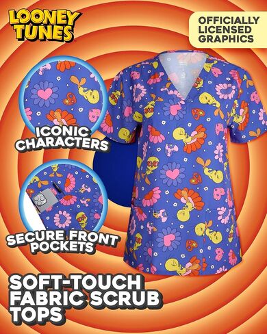 Womens Scrubs - Looney Tunes Tweety, Tom & Jerry Medical Top (S-XXL) in Saudi Arabia
