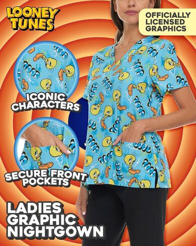 Womens Scrubs - Looney Tunes Tweety, Tom & Jerry Medical Top (S-XXL) in Saudi Arabia