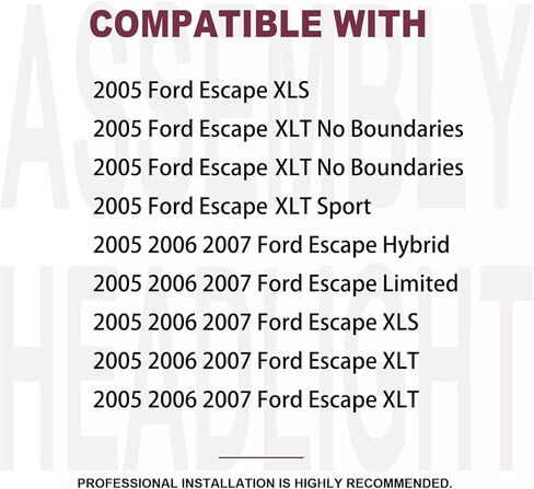 Pair Headlights Assembly DOT Approved For 2008-2012 Ford Escape Limited XLS XLT SUV Replacement Headlamps Driver and Psaaenger Side Chrome Housing Amber Side in Kuwait