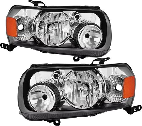 Pair Headlights Assembly DOT Approved For 2008-2012 Ford Escape Limited XLS XLT SUV Replacement Headlamps Driver and Psaaenger Side Chrome Housing Amber Side in Kuwait