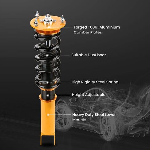 maXpeedingrods Coilovers for Dodge Challenger SRT8 2008-2010, for Charger 2006-2010, Height Adjustable Coilover Suspension Kit Struts, Preset Damping Shock Absorber Strut, Lowering Kits Gold in Saudi Arabia