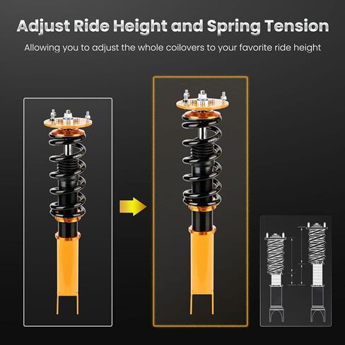 maXpeedingrods Coilovers for Dodge Challenger SRT8 2008-2010, for Charger 2006-2010, Height Adjustable Coilover Suspension Kit Struts, Preset Damping Shock Absorber Strut, Lowering Kits Gold in Saudi Arabia