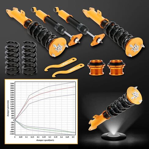 maXpeedingrods Coilovers for Dodge Challenger SRT8 2008-2010, for Charger 2006-2010, Height Adjustable Coilover Suspension Kit Struts, Preset Damping Shock Absorber Strut, Lowering Kits Gold in Saudi Arabia