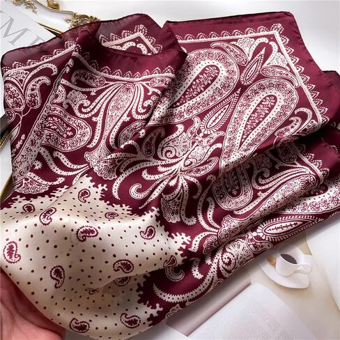 GUZOSJO Square Silk Feeling Scarf Medium Satin Hair Scarf Bracelet Gift For Women 27.5 × 27.5 inches in Kuwait