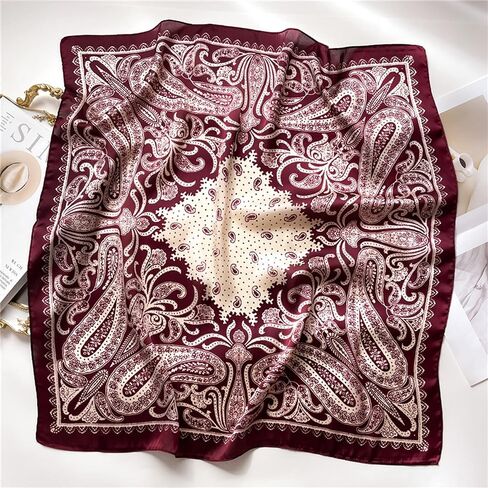 GUZOSJO Square Silk Feeling Scarf Medium Satin Hair Scarf Bracelet Gift For Women 27.5 × 27.5 inches in Kuwait