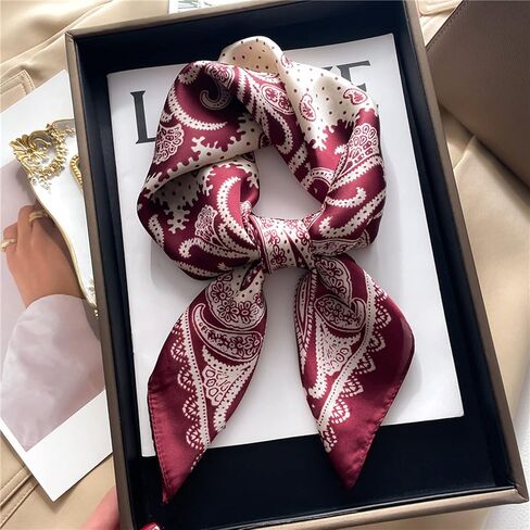GUZOSJO Square Silk Feeling Scarf Medium Satin Hair Scarf Bracelet Gift For Women 27.5 × 27.5 inches in Kuwait