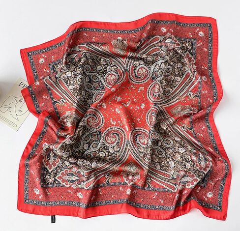 GUZOSJO Square Silk Feeling Scarf Medium Satin Hair Scarf Bracelet Gift For Women 27.5 × 27.5 inches in Kuwait