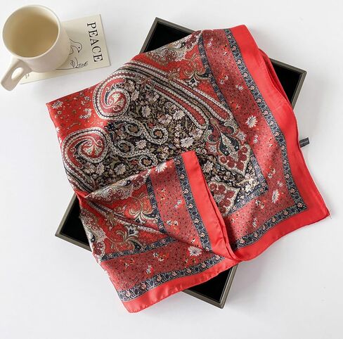 GUZOSJO Square Silk Feeling Scarf Medium Satin Hair Scarf Bracelet Gift For Women 27.5 × 27.5 inches in Kuwait