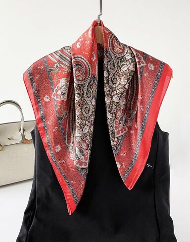 GUZOSJO Square Silk Feeling Scarf Medium Satin Hair Scarf Bracelet Gift For Women 27.5 × 27.5 inches in Kuwait