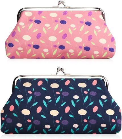 Oyachic 2 حزم محفظة عملة للنساء حقيبة محفظة مع النساء مع حامل Clasp Coin Coin Change Pouch Buck Bucklut Coin Coin Bag (Blue+Pink) in Saudi Arabia