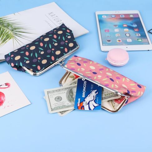 Oyachic 2 حزم محفظة عملة للنساء حقيبة محفظة مع النساء مع حامل Clasp Coin Coin Change Pouch Buck Bucklut Coin Coin Bag (Blue+Pink) in Saudi Arabia