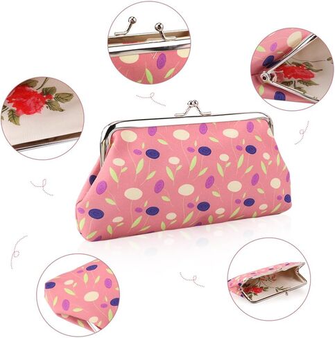 Oyachic 2 حزم محفظة عملة للنساء حقيبة محفظة مع النساء مع حامل Clasp Coin Coin Change Pouch Buck Bucklut Coin Coin Bag (Blue+Pink) in Saudi Arabia