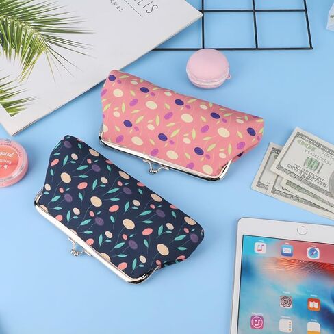 Oyachic 2 حزم محفظة عملة للنساء حقيبة محفظة مع النساء مع حامل Clasp Coin Coin Change Pouch Buck Bucklut Coin Coin Bag (Blue+Pink) in Saudi Arabia