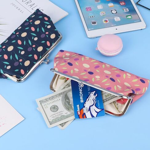 Oyachic 2 حزم محفظة عملة للنساء حقيبة محفظة مع النساء مع حامل Clasp Coin Coin Change Pouch Buck Bucklut Coin Coin Bag (Blue+Pink) in Saudi Arabia