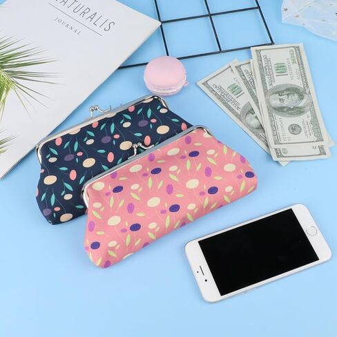 Oyachic 2 حزم محفظة عملة للنساء حقيبة محفظة مع النساء مع حامل Clasp Coin Coin Change Pouch Buck Bucklut Coin Coin Bag (Blue+Pink) in Saudi Arabia