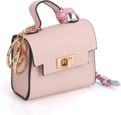 Mini Backpack Keychains, PU Leather Change Tote Pouch Keychain for Women, Tiny Cosmetic Bags Organizer for Storing Lipstick Headset Coin Purse Twist-lock Small Items Charm in Saudi Arabia